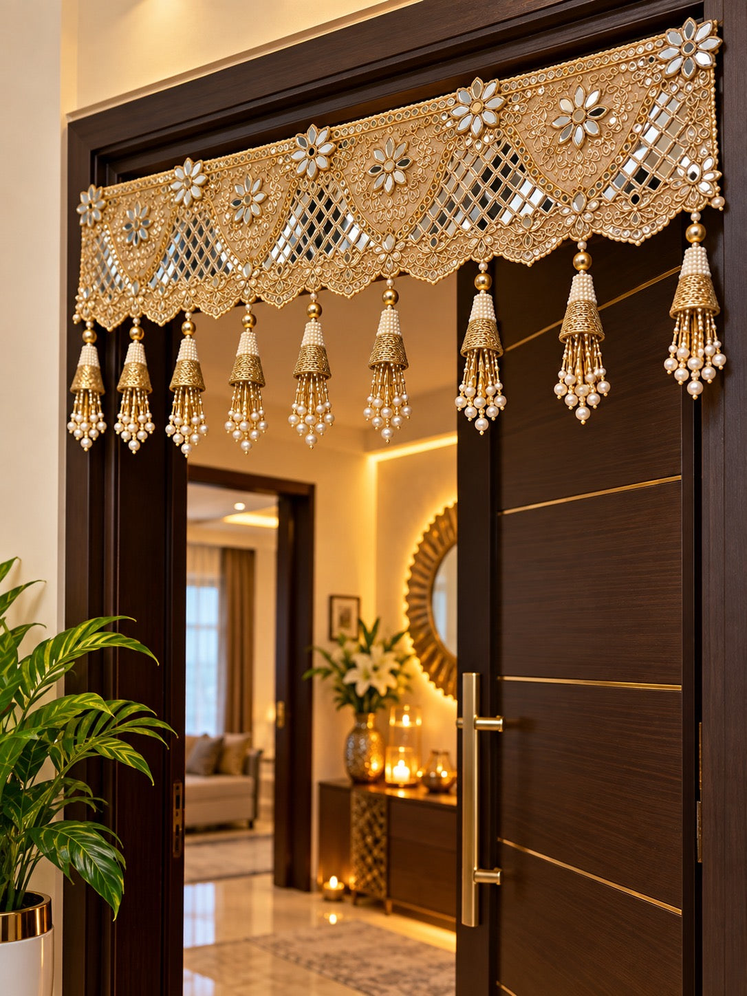 Traditional pearl and gold door hanging decoration