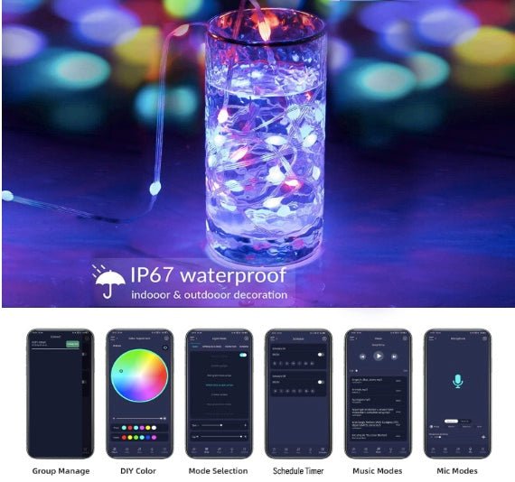 10 Meters LED Strip Lights with Bluetooth App and Remote Controller RGB Waterproof Lights Multicolor LED Lights for Home Decoration, Bedroom, Diwali, False Ceiling - The Gears