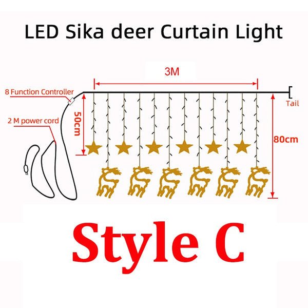 138LED Curtain Light deer String Light Christmas Decoration - The Gears