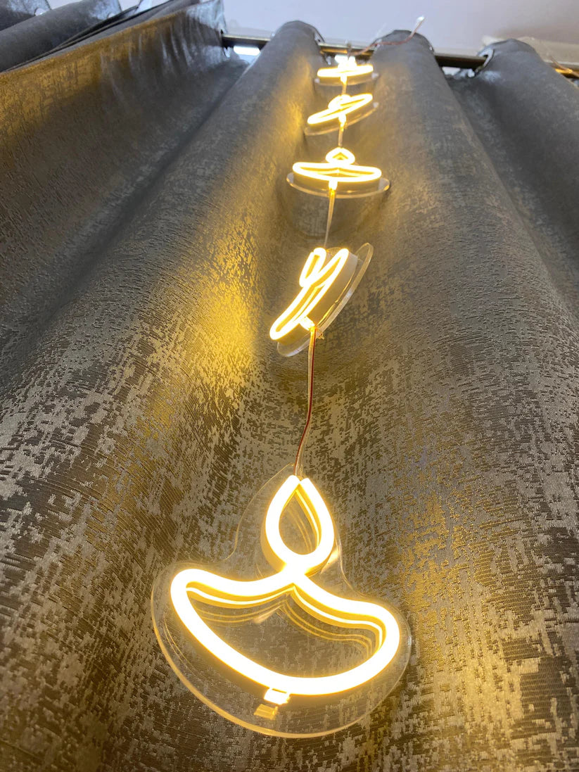 Neon Light Diya Toran - 5-Diya Festive Decoration for Diwali, Navratri & More!