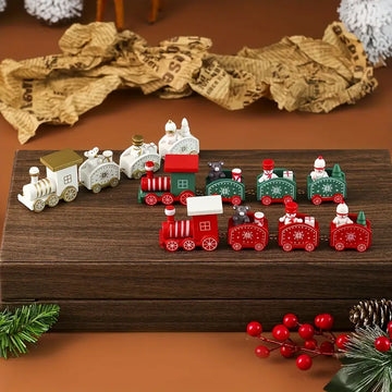 Wooden Christmas Train Ornaments – Festive Tabletop & Home Decorations