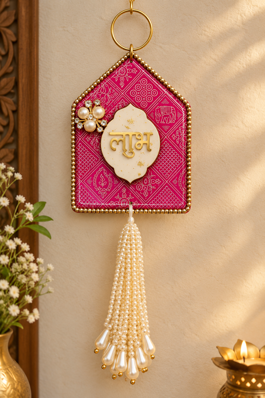 Traditional Shubh Labh wall hanging for Diwali