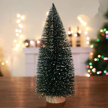 Set of 2 Mini Artificial Christmas Trees 🎄 Tabletop Xmas Decor with Wooden Base