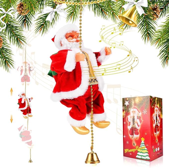 Santa Claus with Music & Lights – Climbing Rope Christmas Toy