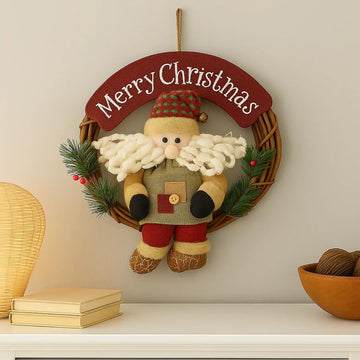 Festive Wooden Rattan Christmas Wreath