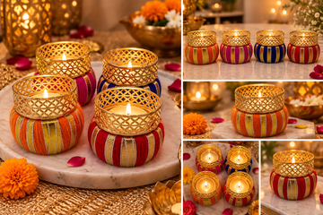 Festive handmade tea light holders set of 10