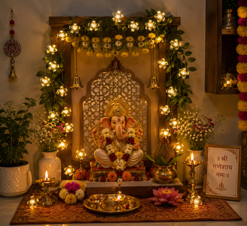 Pack of 5 Warm White Flower LED Decorative Vine String Lights for Home, Temple, Ganpati & Diwali Decoration