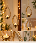 Luxury golden hanging candle holder with chain