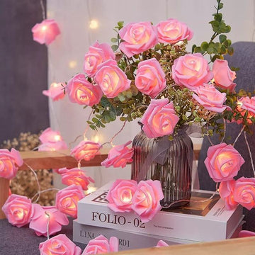 4M Rose Flower LED String Lights | Warm White & Pink Rose Decorative Lights for Home, Bedroom & Festivals