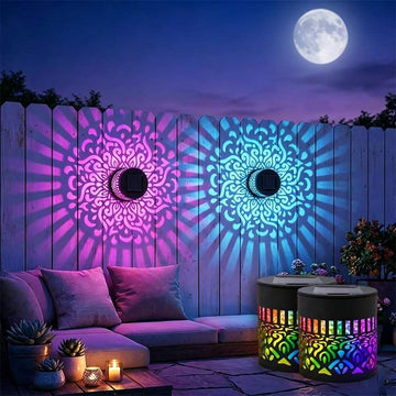 Solar Mandala Glass Wall Lamp – LED Hollow Peony Garden Light