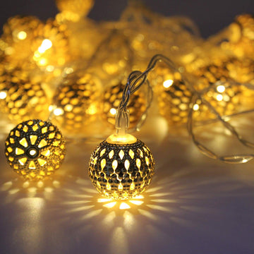 Moroccan Metal Ball LED Light (Warm White Bulbs) - Homely Arts