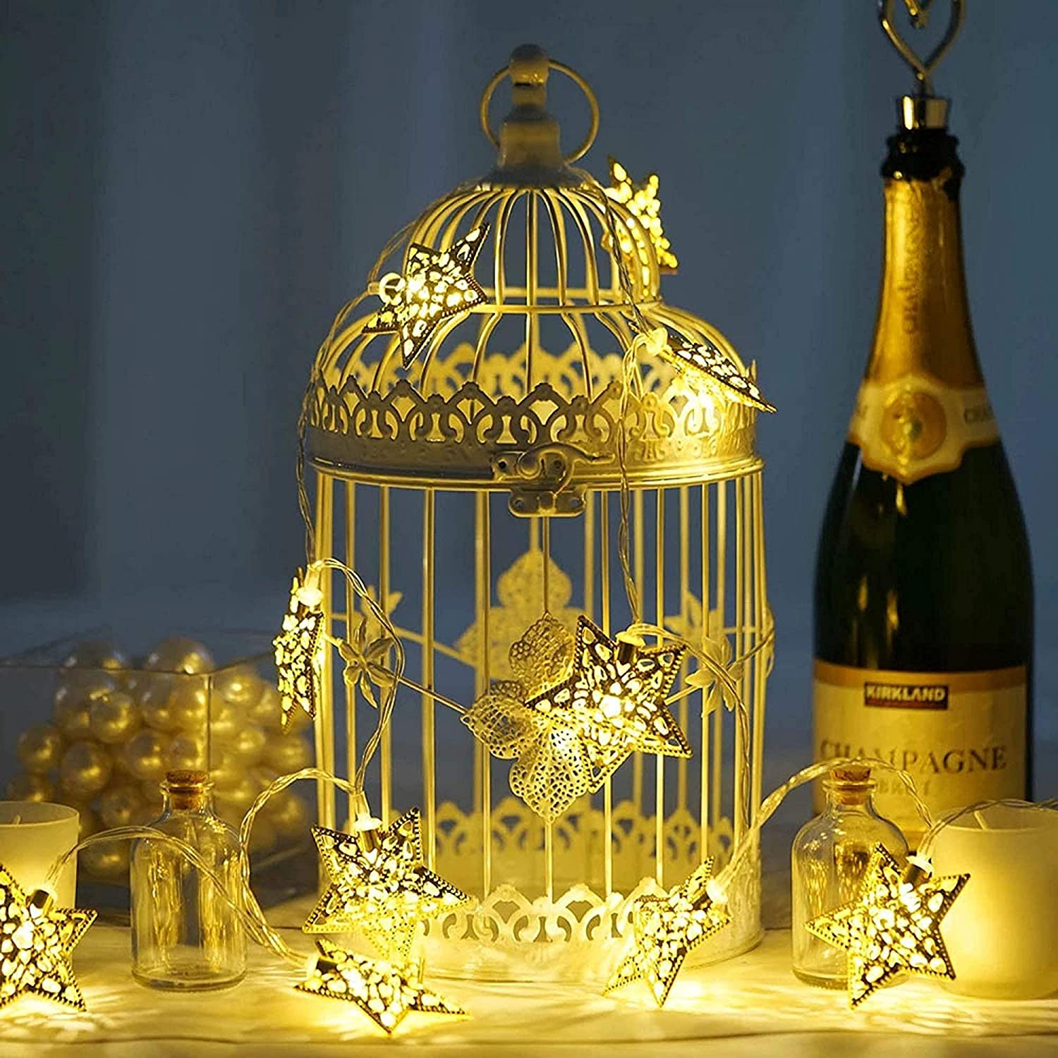 Metal Star Shaped LED Light (Warm White Bulbs) - Homely Arts