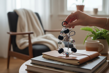 🖤✨ Black Beaded Bow Mobile Charm – Cute & Chic 🎀