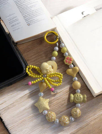 🌼 Super Cute Yellow Beaded Phone Charm Wristlet 💛