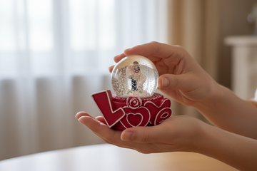 Polyresin Love Figurine Showpiece with Light | Manual Snow Globe ❄️✨