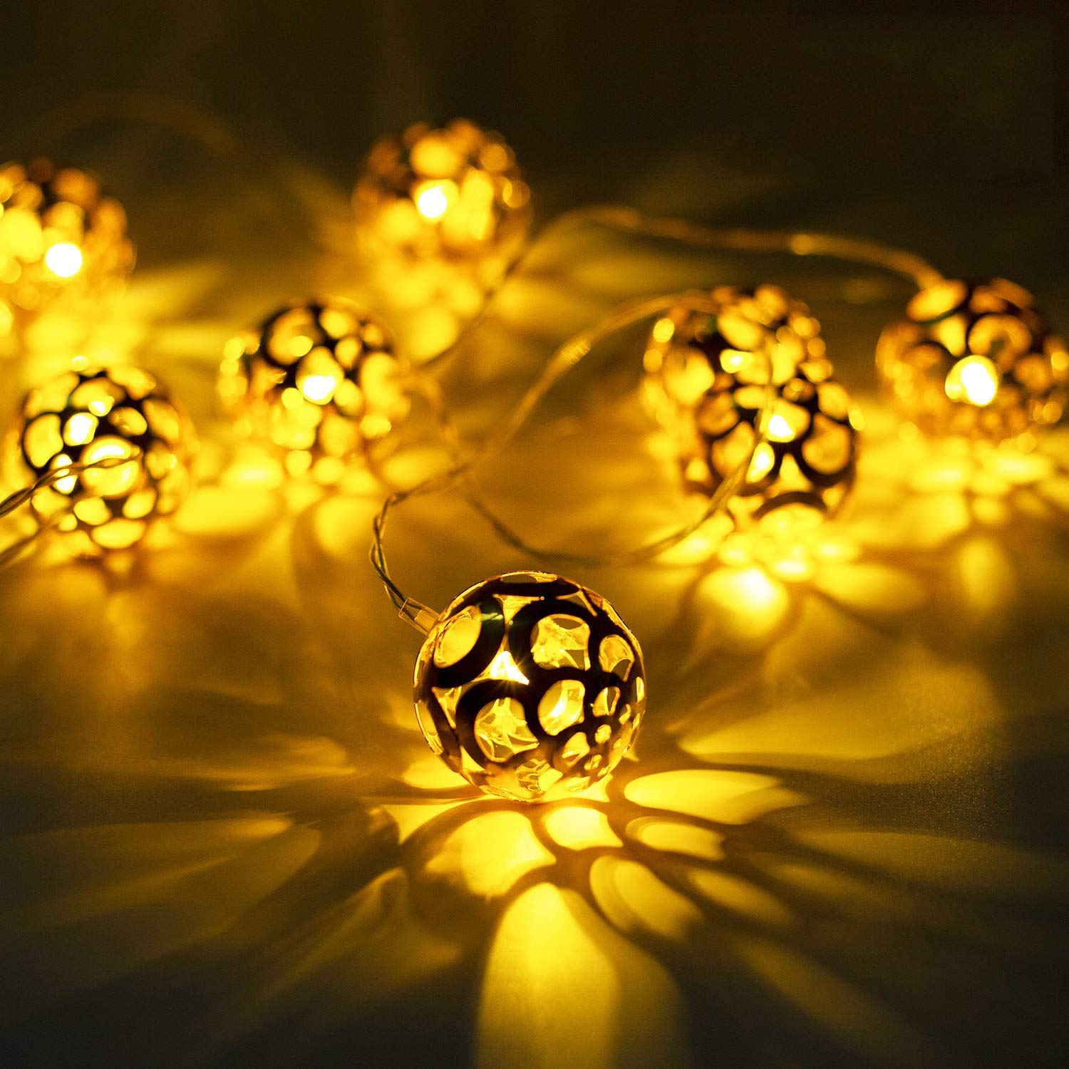 Metal Ball String Light (Warm White Bulbs) - Homely Arts