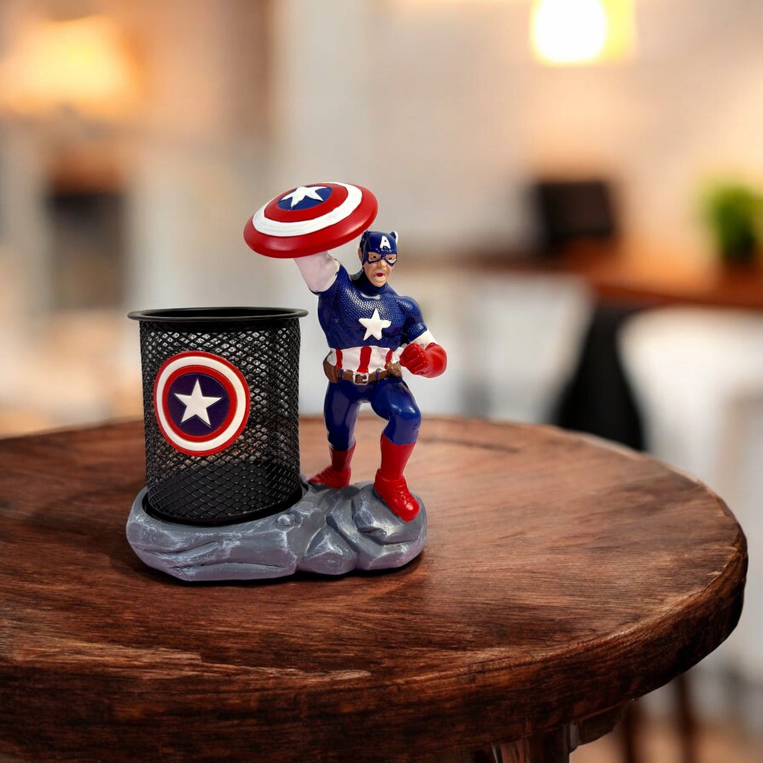 Captain America Polyresin Pen Stand | Marvel Superhero Desk Organizer - The Gears