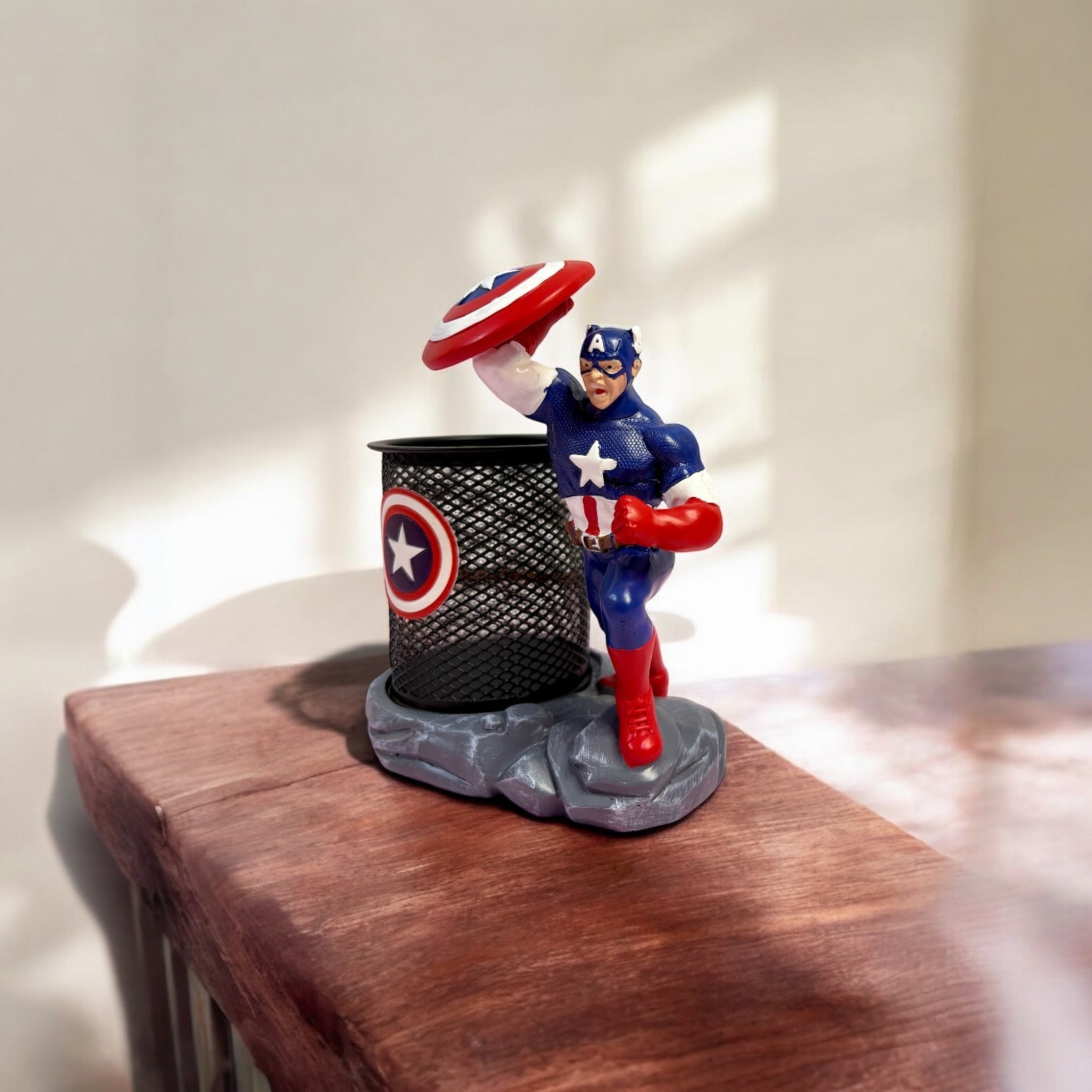 Captain America Polyresin Pen Stand | Marvel Superhero Desk Organizer - The Gears