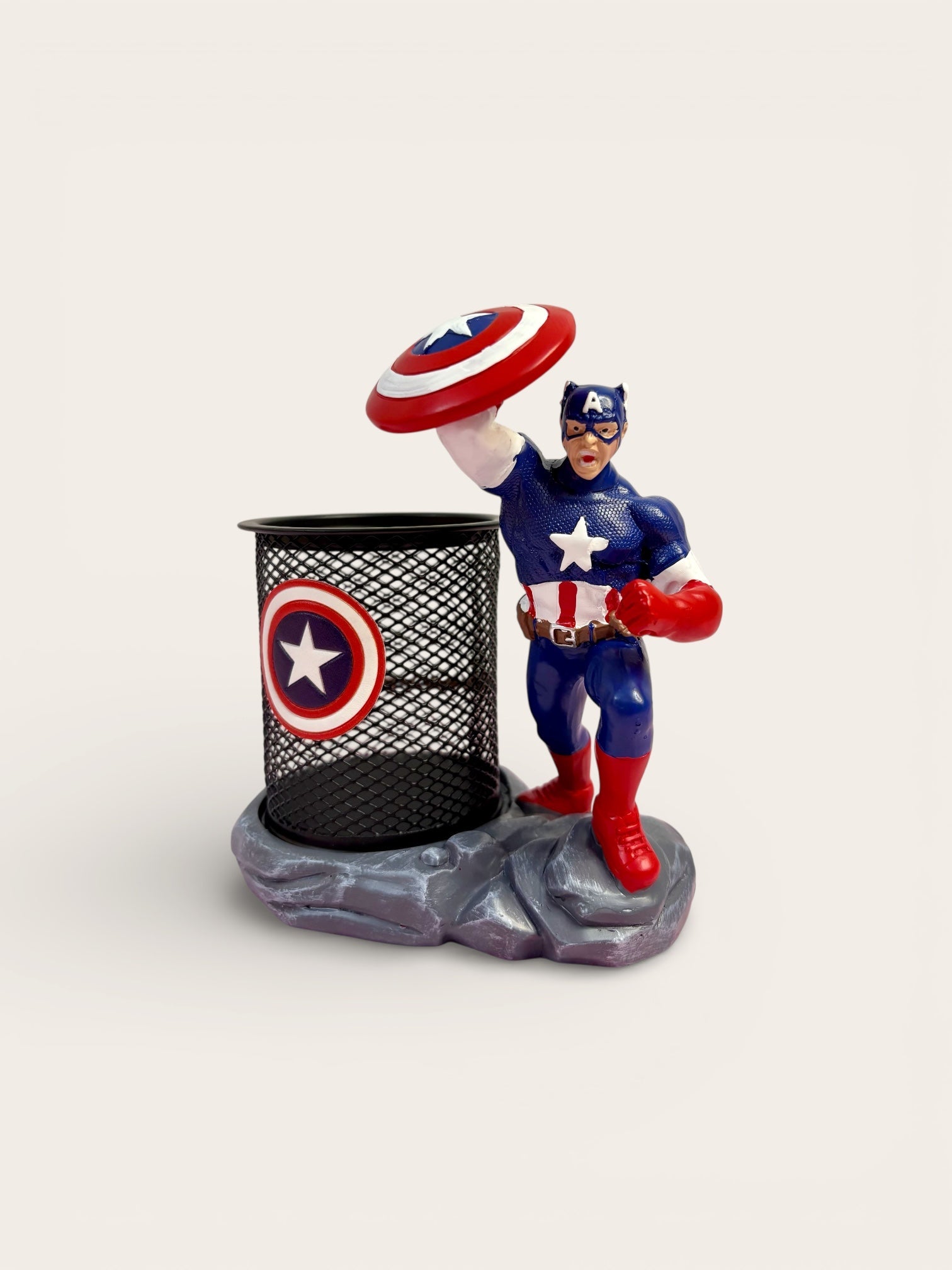 Captain America Polyresin Pen Stand | Marvel Superhero Desk Organizer - The Gears