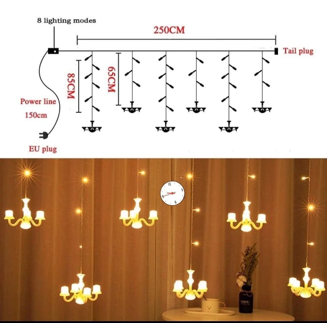 Chandelier Curtain String Lights with 8 Flashing Modes for Decorative - Homely Arts