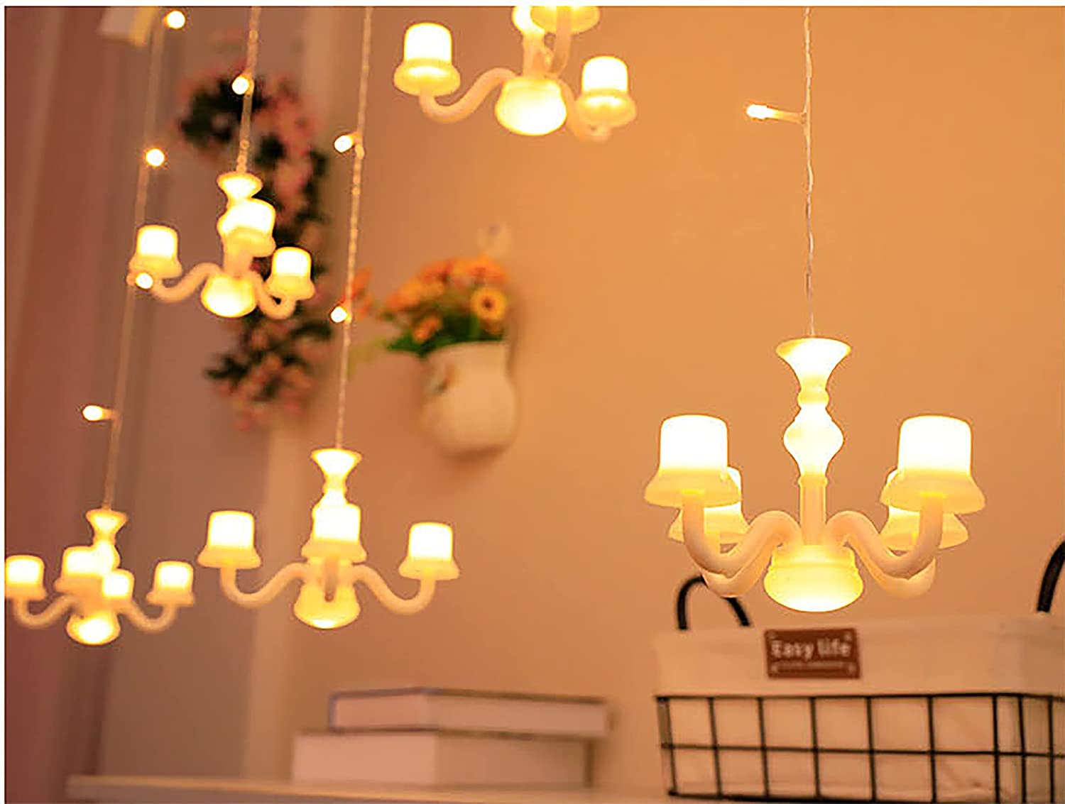 Chandelier Curtain String Lights with 8 Flashing Modes for Decorative - Homely Arts