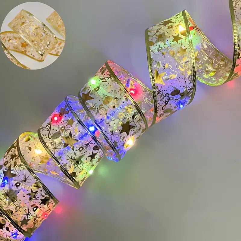 Christmas LED Gold Ribbon Light (5m x 5cm) - The Gears