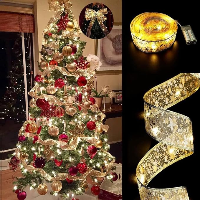 Christmas LED Gold Ribbon Light (5m x 5cm) - The Gears