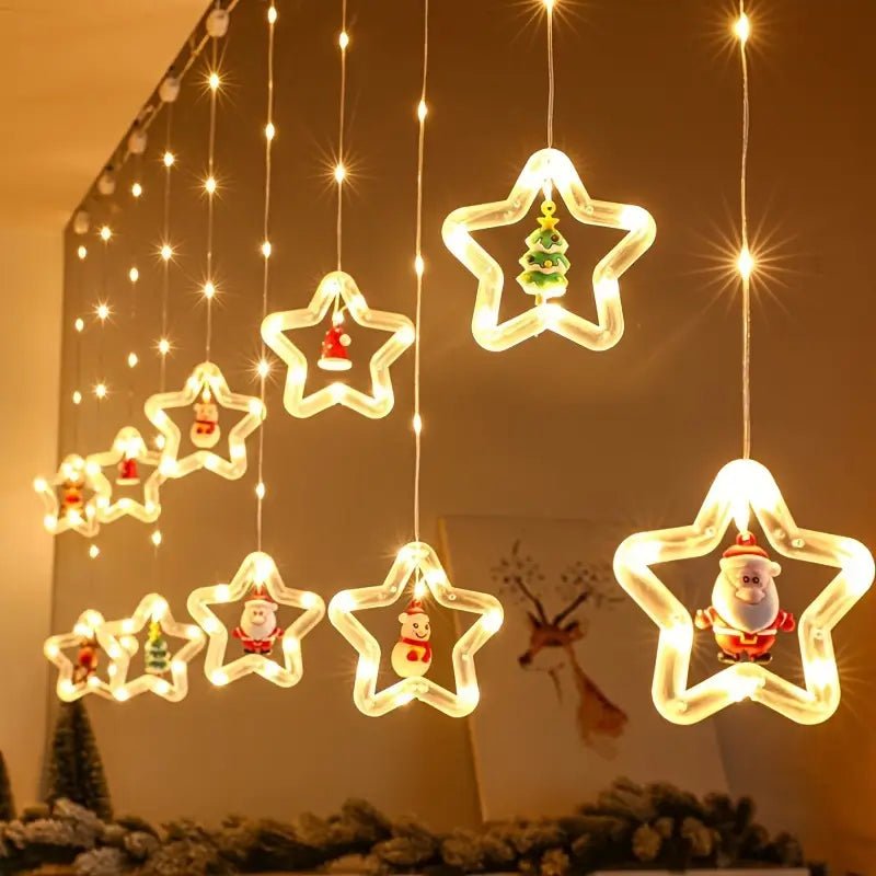 Christmas LED Santa Star Curtain Lights – Window Decoration String Light 🎅✨ - The Gears