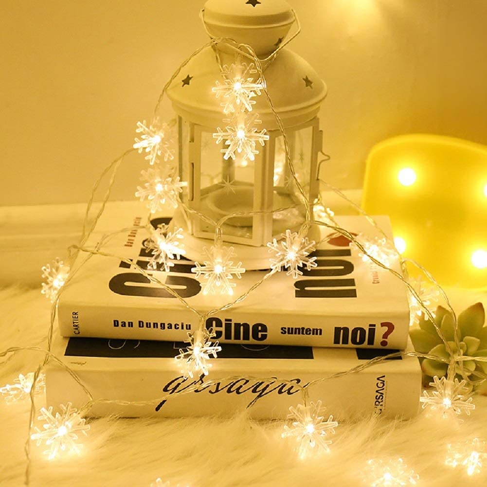 Christmas Lights 14 LEDs Snowflake Fairy String Light (Warm White, AC Plug ) for Indoor & Outdoor Usage | Xmas | New Years | Party | Decoration - The Gears