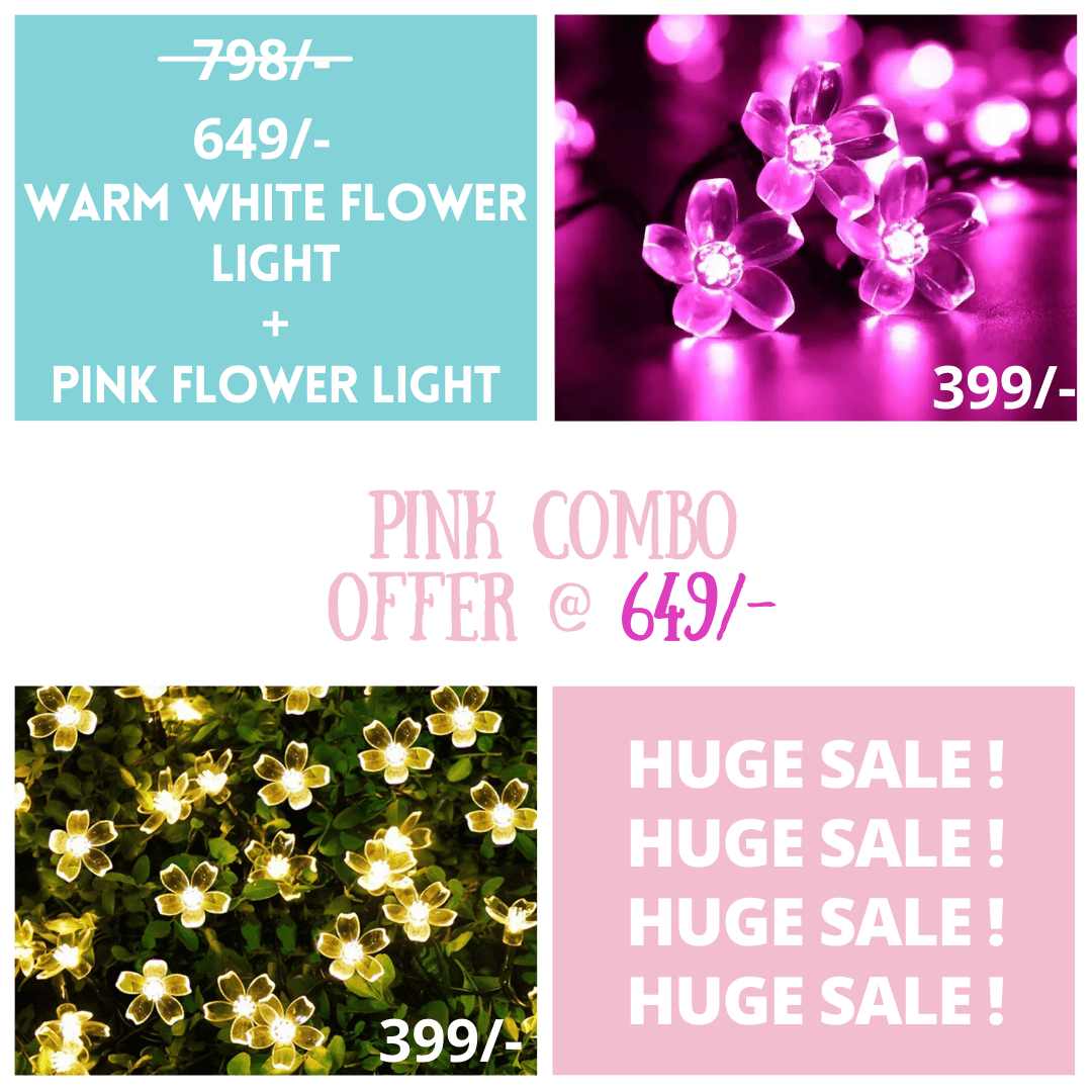 Combo of Silicone Blooming Flower Fairy String Lights (Warm White and Pink Bulbs) - The Gears