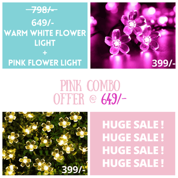 Combo of Silicone Blooming Flower Fairy String Lights (Warm White and Pink Bulbs) - The Gears