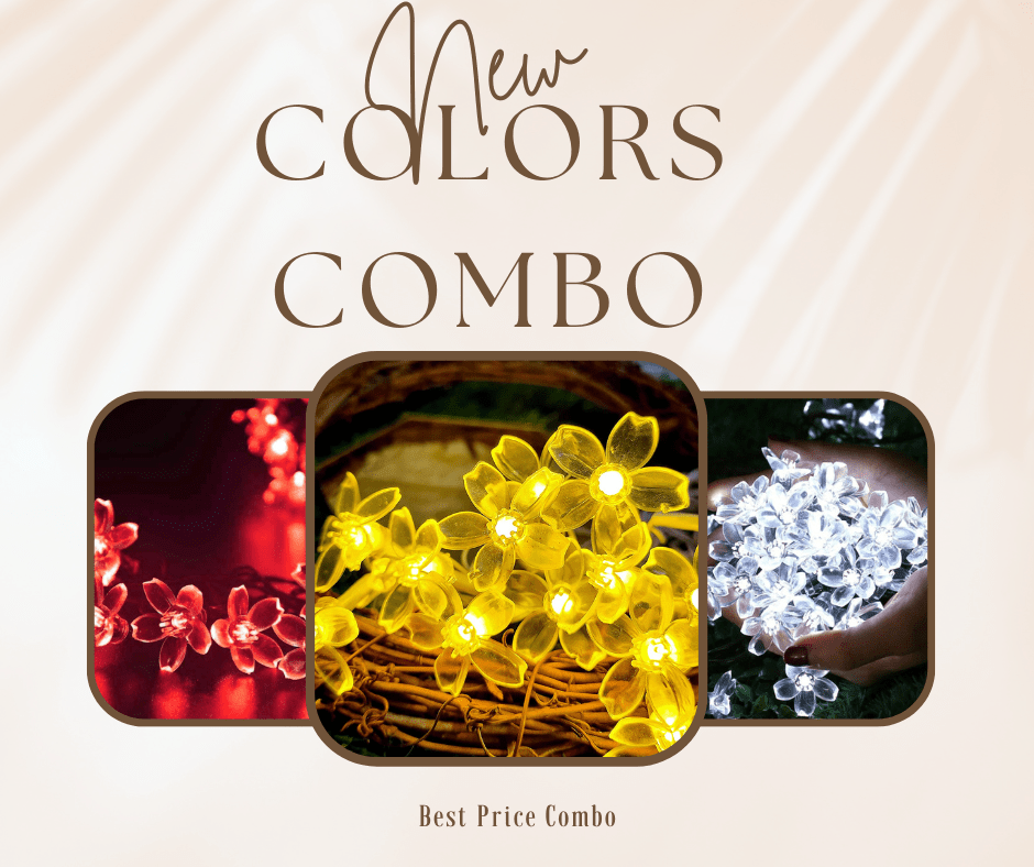 Combo of Silicone Blooming Flower Fairy String Lights (Yellow, White and Red) - The Gears