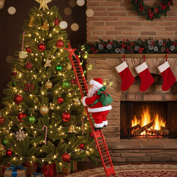 Santa Claus Climbing Ladder with Musical Up & Down Show