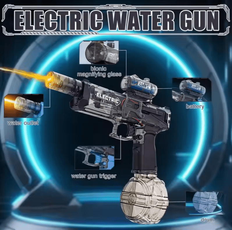 Electric Water Gun with Nozzle Flame Light | Rechargeable Holi Pichkari - The Gears