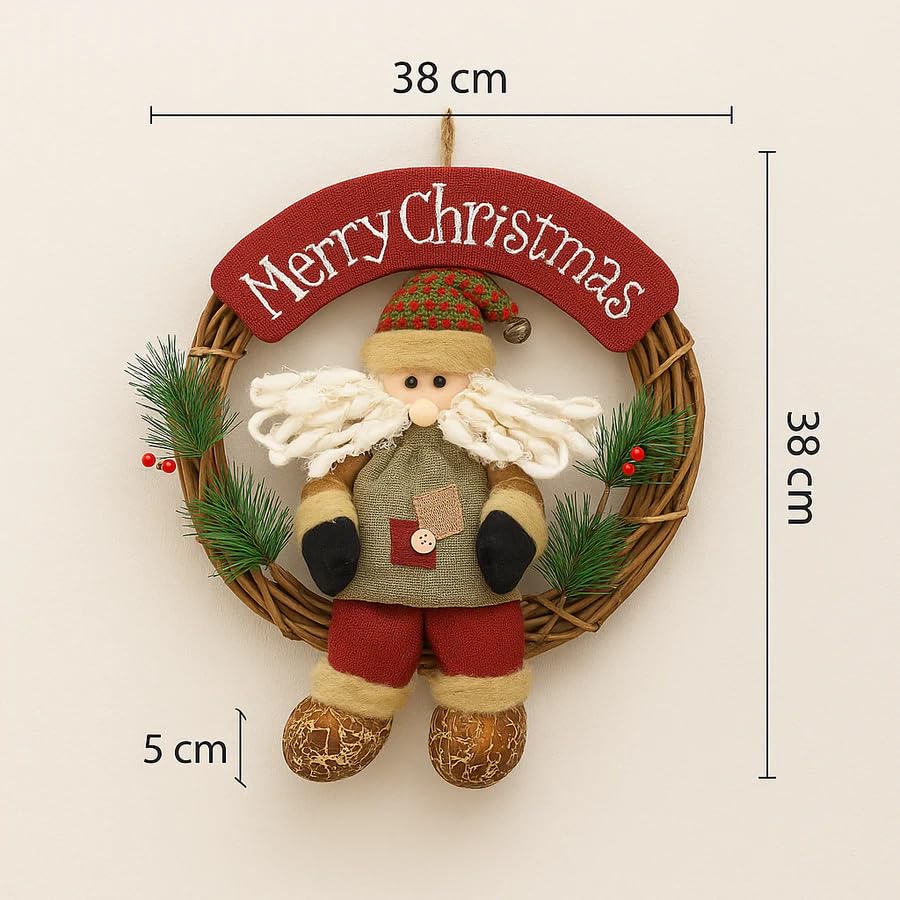 Festive Wooden Rattan Christmas Wreath - The Gears