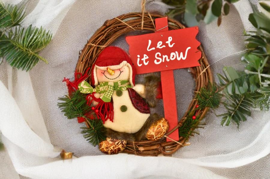 Festive Wooden Rattan Christmas Wreath - The Gears