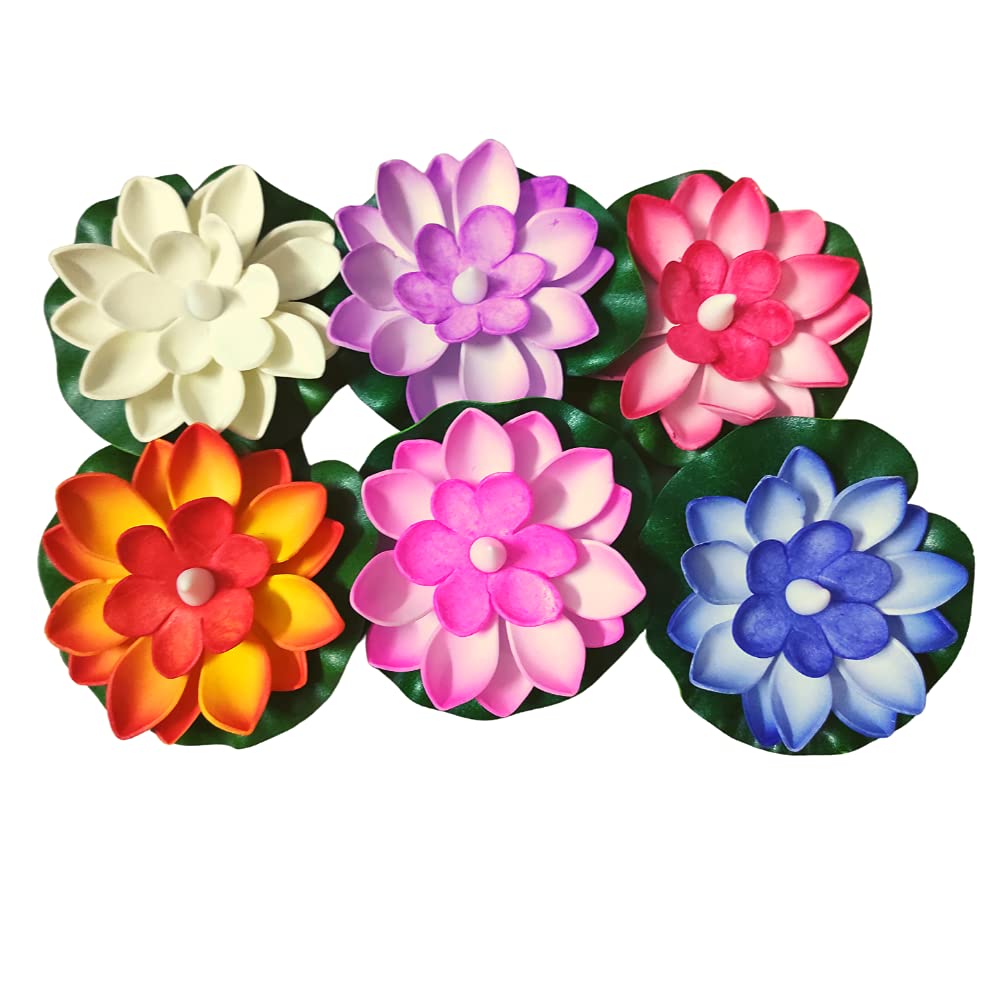 Floating LED Lotus Flowers Artificial Candles Sensor Multicolor - 1 Pack of 6 Lotus - The Gears