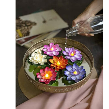 Floating LED Lotus Flowers Artificial Candles Sensor Multicolor - 1 Pack of 6 Lotus - The Gears