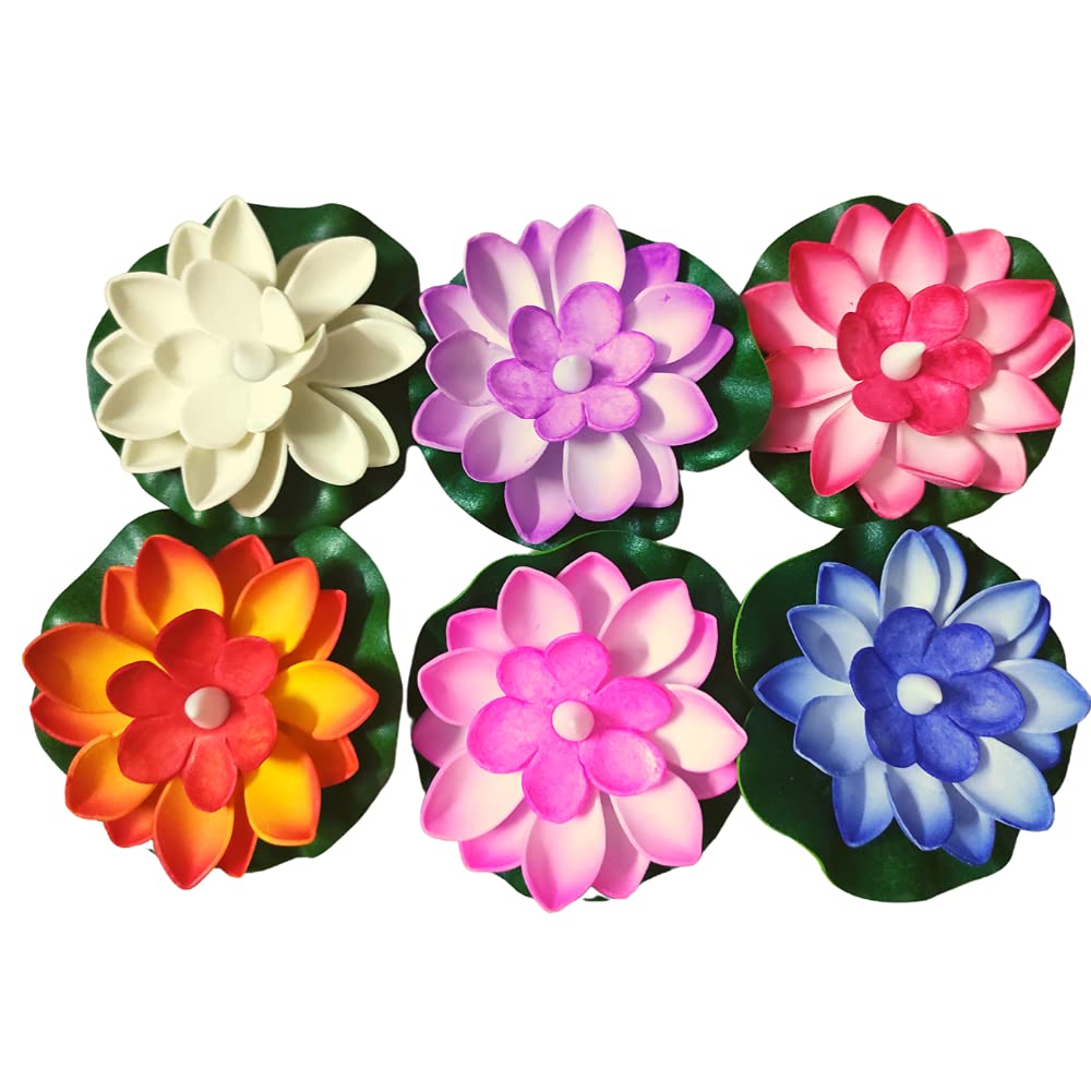 Floating LED Lotus Flowers Artificial Candles Sensor Multicolor - 1 Pack of 6 Lotus - The Gears