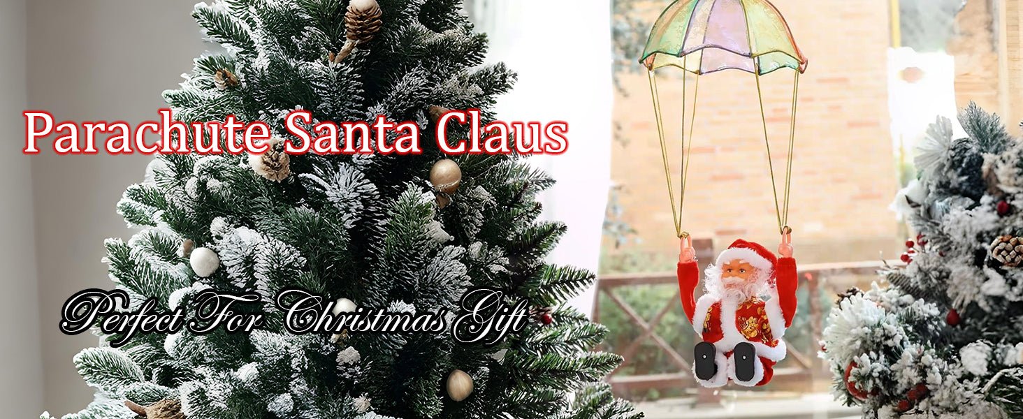 Flying Parachute Santa Claus with Music & LED Lights | Animated Hanging Christmas Decoration | Battery Operated Swinging Santa Toy - The Gears