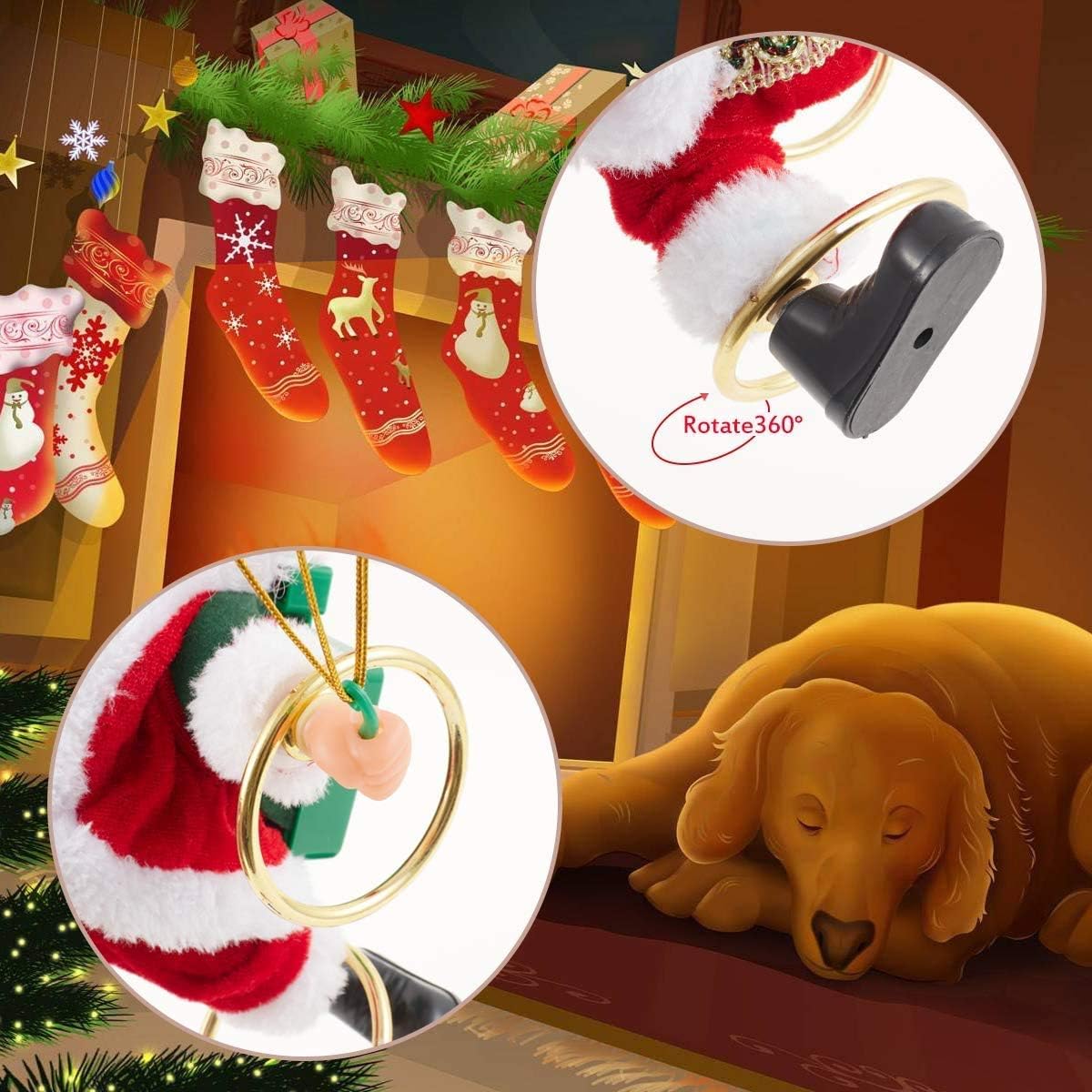 Flying Parachute Santa Claus with Music & LED Lights | Animated Hanging Christmas Decoration | Battery Operated Swinging Santa Toy - The Gears