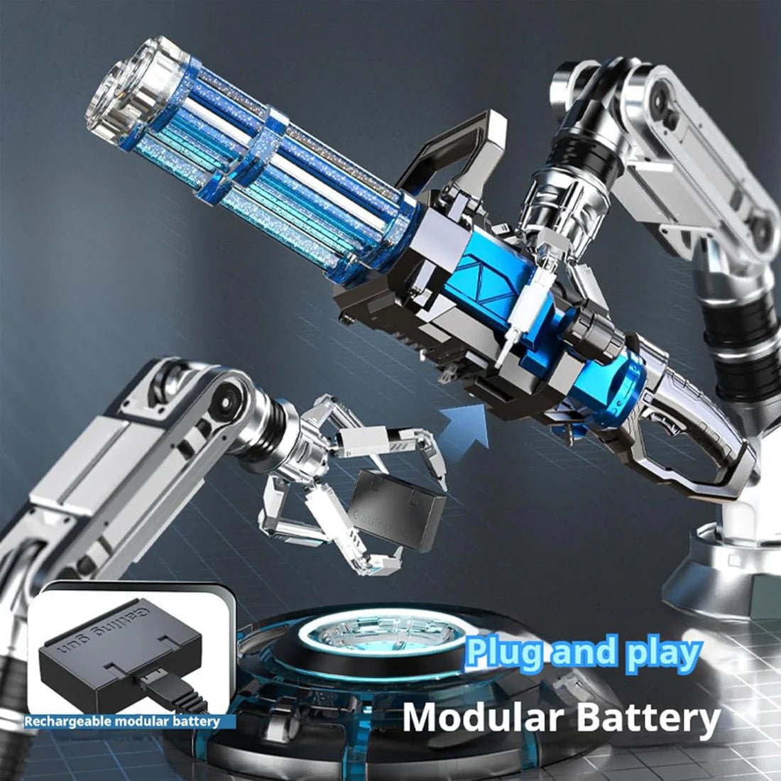 Gatling Fighter Double Barrel Water Gun with LED Shooting Light & Sound Effect | Automatic Holi Pichkari - The Gears