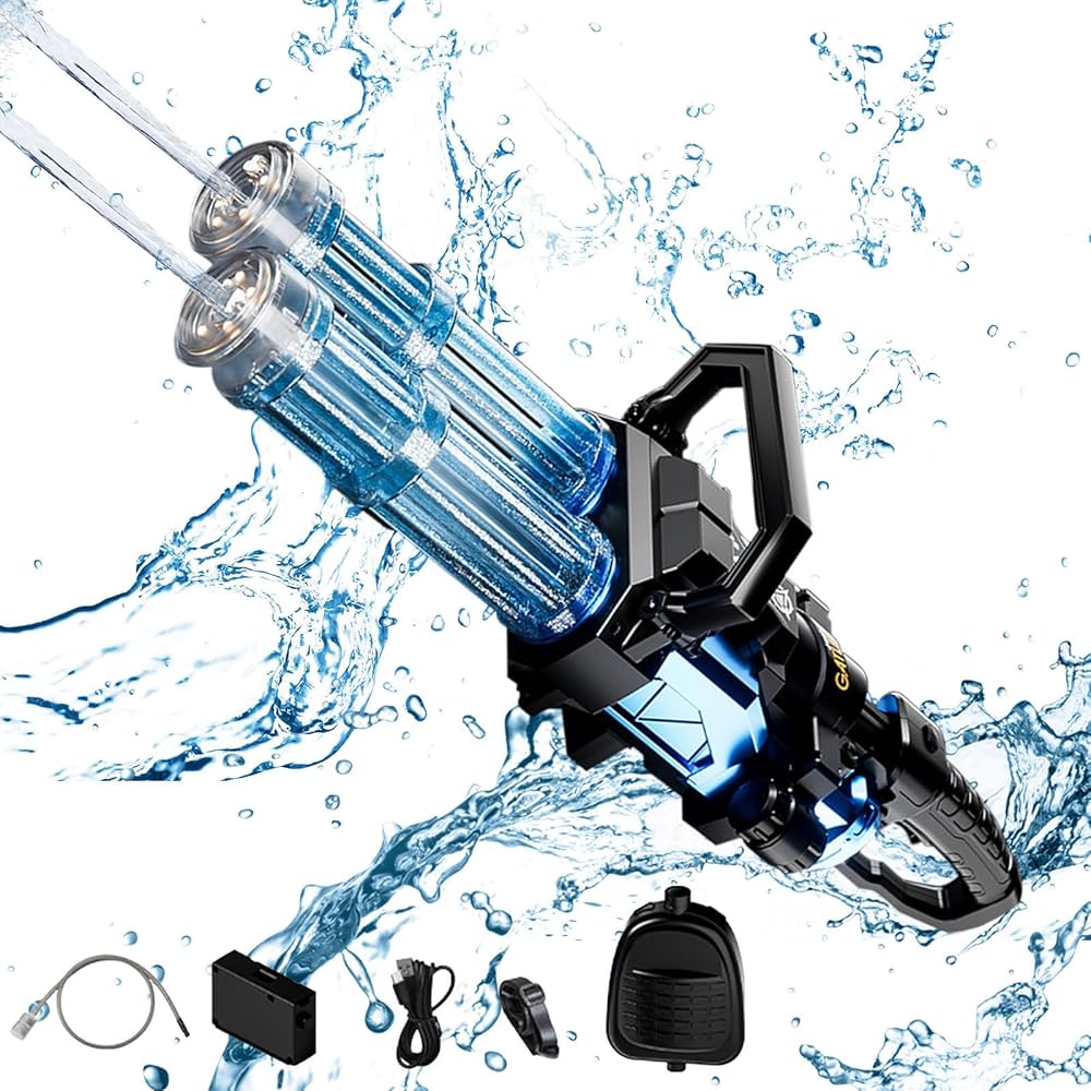 Gatling Fighter Double Barrel Water Gun with LED Shooting Light & Sound Effect | Automatic Holi Pichkari - The Gears