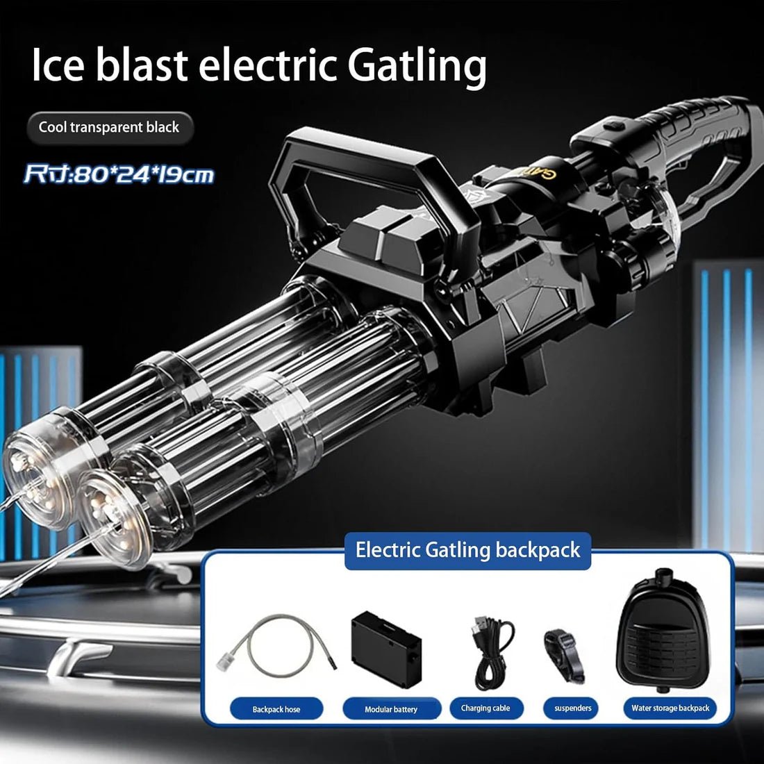 Gatling Fighter Double Barrel Water Gun with LED Shooting Light & Sound Effect | Automatic Holi Pichkari - The Gears