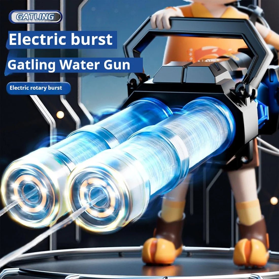 Gatling Fighter Double Barrel Water Gun with LED Shooting Light & Sound Effect | Automatic Holi Pichkari - The Gears