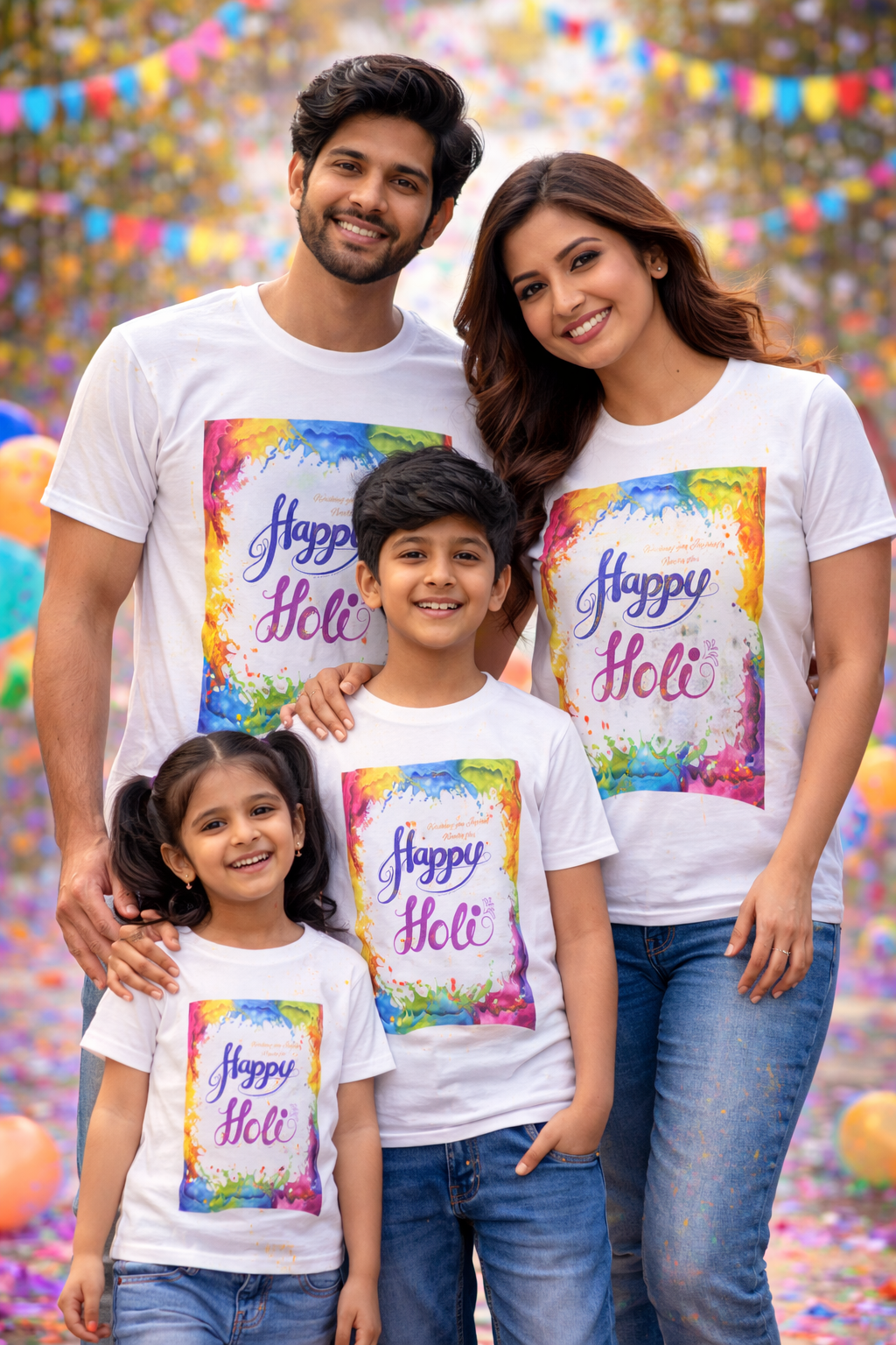 Happy Holi Theme Printed T-Shirts for Men, Women & Kids - The Gears