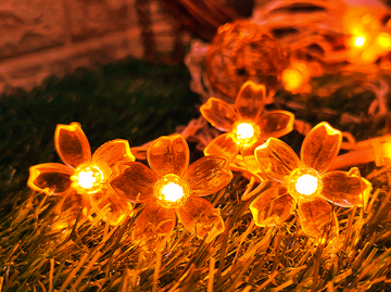 Silicone Blooming Flower Fairy String Lights (Orange Bulbs) - Homely Arts