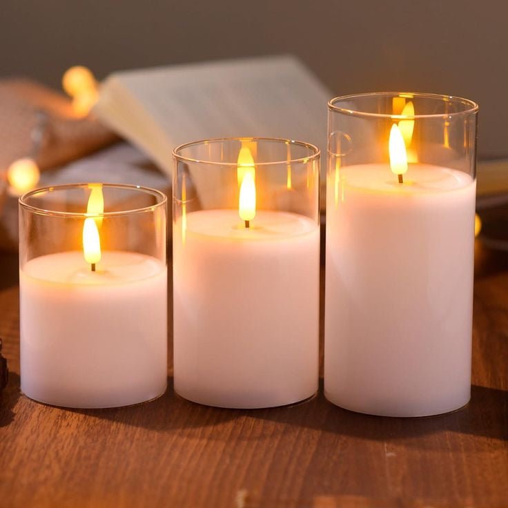 LED Glass Tea Light Candles | Glass Flameless, Smokeless, Unscented | for Gifting, Home Decor, Room Decoration Lights, Balcony & Festival, Diwali, Christmas Decoration Item - The Gears