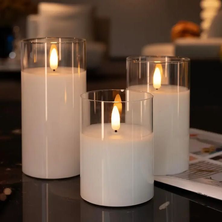 LED Glass Tea Light Candles | Glass Flameless, Smokeless, Unscented | for Gifting, Home Decor, Room Decoration Lights, Balcony & Festival, Diwali, Christmas Decoration Item - The Gears
