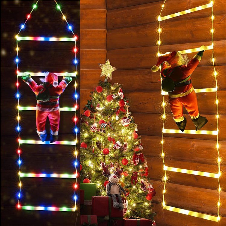LED Santa Claus Climbing Ladder – Animated Christmas Outdoor Decor - The Gears
